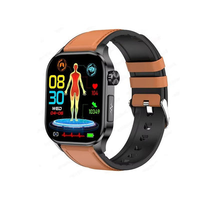 Senior smartwatch featuring a 2.04 AMOLED display, health monitoring capabilities, emergency SOS function, Bluetooth calling, and waterproof design, ideal for seniors' 11