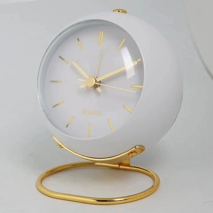 Minimalist Scandinavian design silent alarm clock featuring luminous hands and silent quartz movement, perfect for a peaceful sleep environment. 3