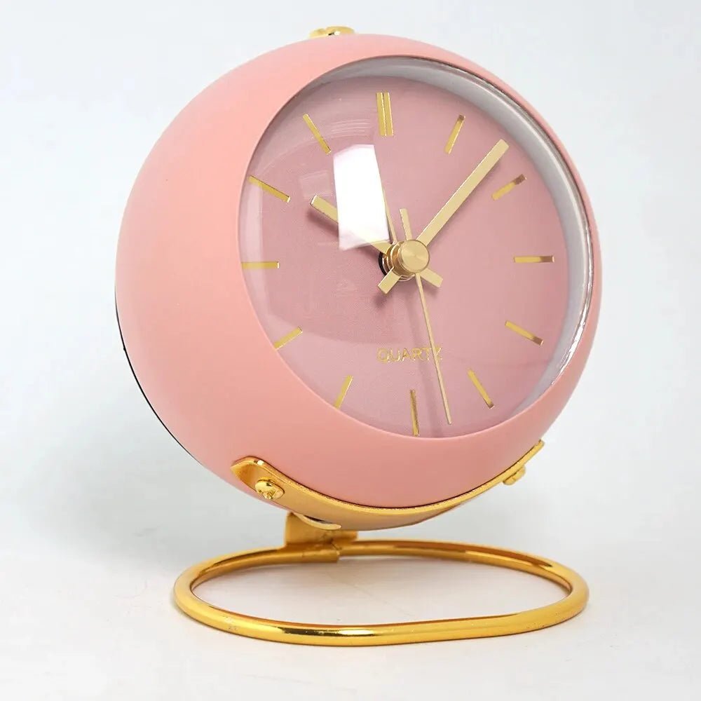 Minimalist Scandinavian design silent alarm clock featuring luminous hands and silent quartz movement, perfect for a peaceful sleep environment. 1