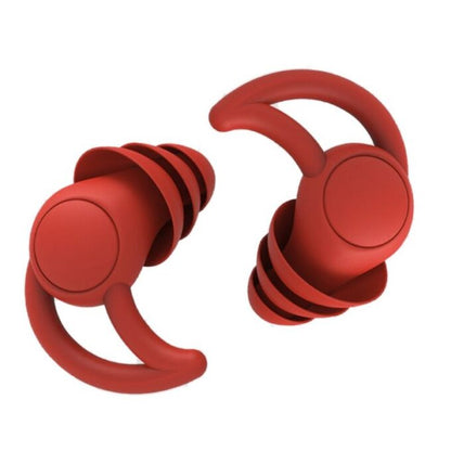 Silicone earplugs for sleeping in black, red, and white, featuring a comfortable reusable design for effective noise reduction. 4