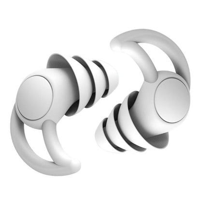 Silicone earplugs for sleeping in black, red, and white, featuring a comfortable reusable design for effective noise reduction. 0