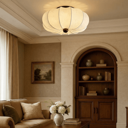 Silk ceiling lamp with LED lighting in medieval design, featuring a luxury fabric shade available in 40cm, 50cm, or 60cm 0