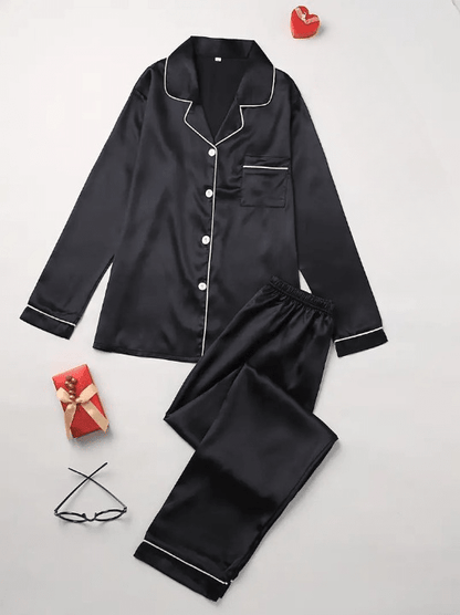 Silk Pajama Set for Women with Relaxed Fit – Elegant Two-Piece Sleepwear 4