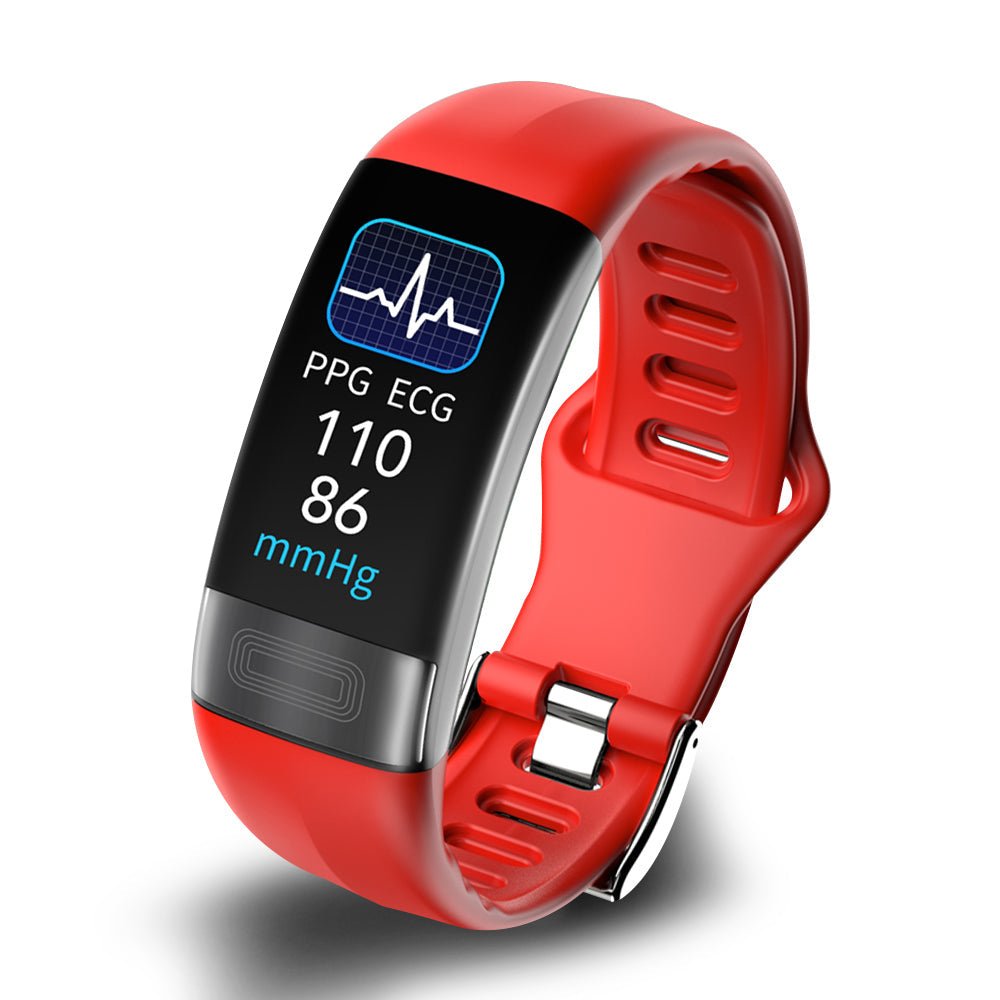 Smart Health Bracelet featuring ECG and sleep tracking capabilities, designed for women with a waterproof fitness monitor and an adjustable silicone strap. 5