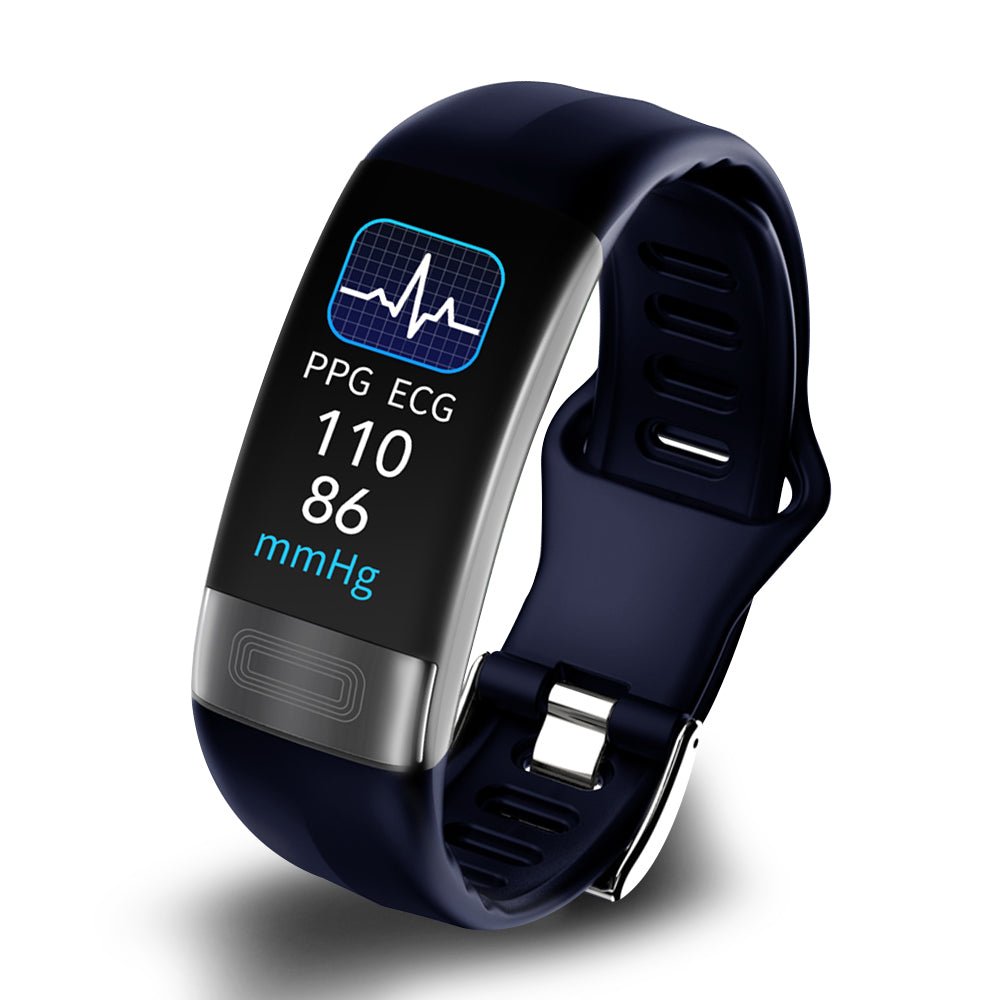 Smart Health Bracelet featuring ECG and sleep tracking capabilities, designed for women with a waterproof fitness monitor and an adjustable silicone strap. 4