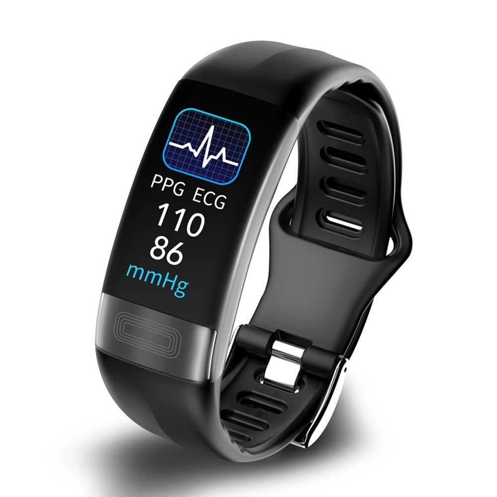 Smart Health Bracelet featuring ECG and sleep tracking capabilities, designed for women with a waterproof fitness monitor and an adjustable silicone strap. 0