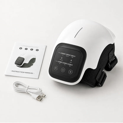 Smart Infrared Knee Massager featuring 4D airbag kneading and red light therapy, designed for adjustable comfort and portability, ideal for relieving knee 1