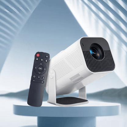 Smart Portable Mini Projector featuring 1080P HD resolution, WiFi connectivity, and an integrated Android system, designed for compact home and outdoor entertainment 0