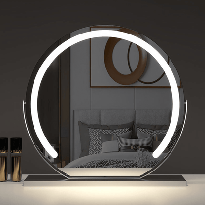 Smart Touch Lighted Makeup Mirror featuring 360° rotation and adjustable tri-tone LED lighting for perfect makeup application. 2