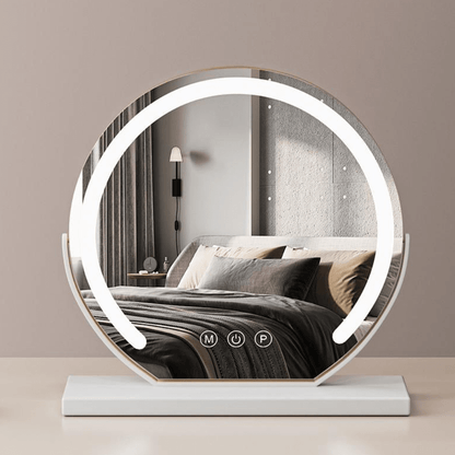 Smart Touch Lighted Makeup Mirror featuring 360° rotation and adjustable tri-tone LED lighting for perfect makeup application. 6