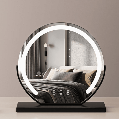 Smart Touch Lighted Makeup Mirror featuring 360° rotation and adjustable tri-tone LED lighting for perfect makeup application. 5