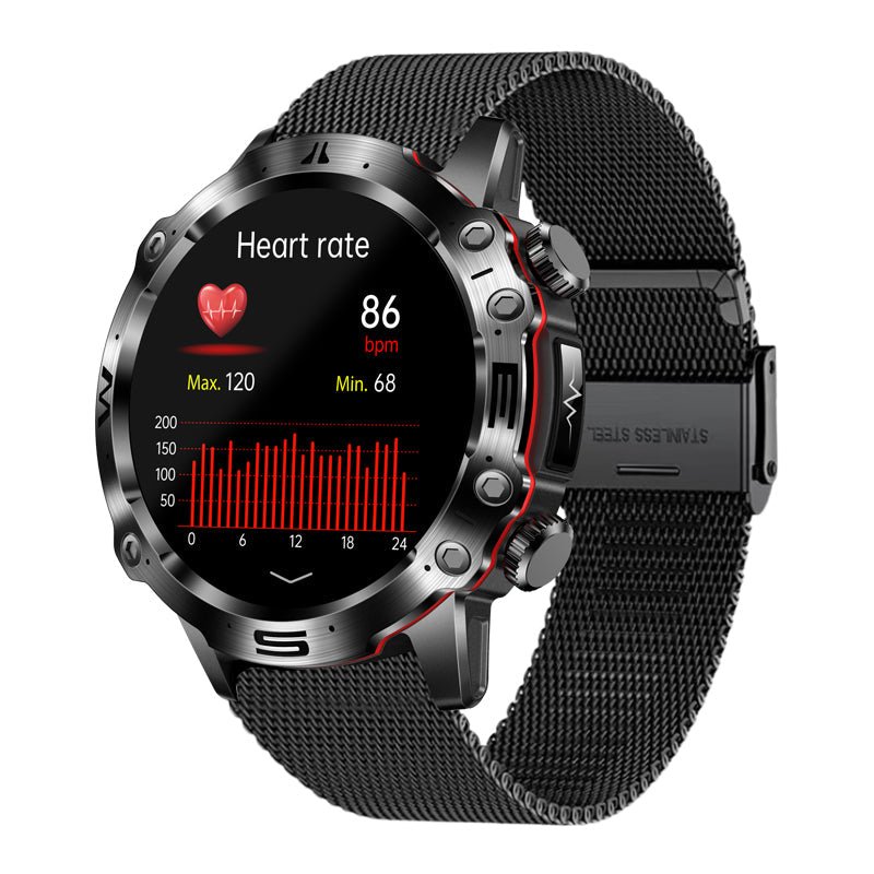 Smart Watch featuring ECG, Blood Pressure, and Glucose Monitoring with a 1.43-Inch Touch Screen and IP68 Waterproof rating. 1