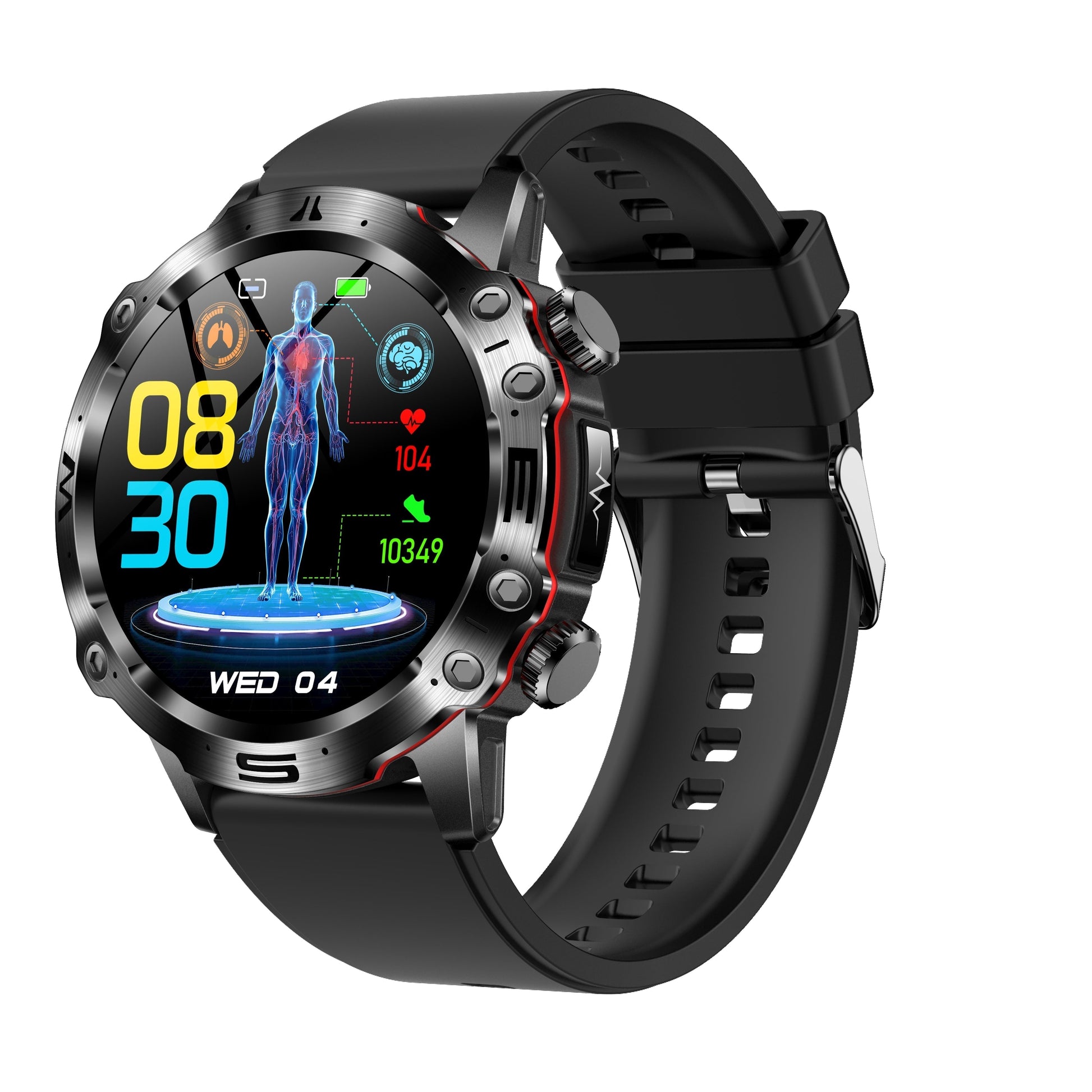 Smart Watch featuring ECG, Blood Pressure, and Glucose Monitoring with a 1.43-Inch Touch Screen and IP68 Waterproof rating. 2