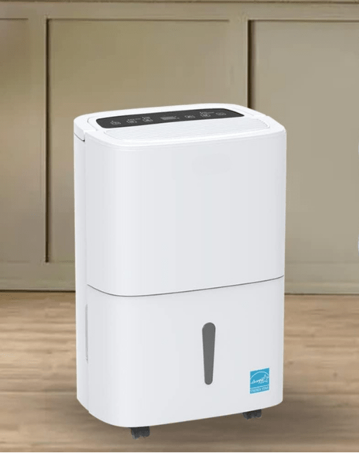 Smart WiFi Dehumidifier for large rooms, featuring a 120-pint capacity and dual drainage options, designed for effective moisture control and portability. 4