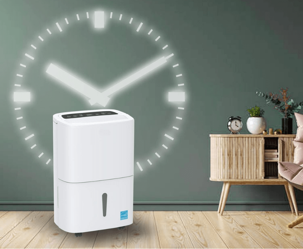 Smart WiFi Dehumidifier for large rooms, featuring a 120-pint capacity and dual drainage options, designed for effective moisture control and portability. 2