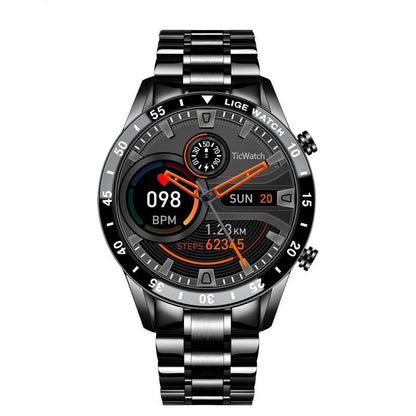 Smartwatch with 4G connectivity featuring a sleek black stainless steel strap and an intuitive touchscreen display, perfect for fitness tracking and smartphone notifications. 3