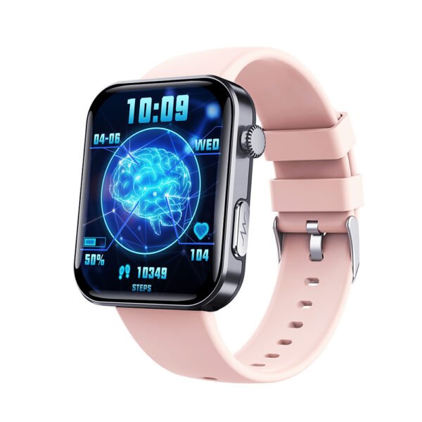 Smartwatch featuring blood glucose monitoring and ECG tracking, designed with a sleek stainless steel finish for health-conscious users. 1