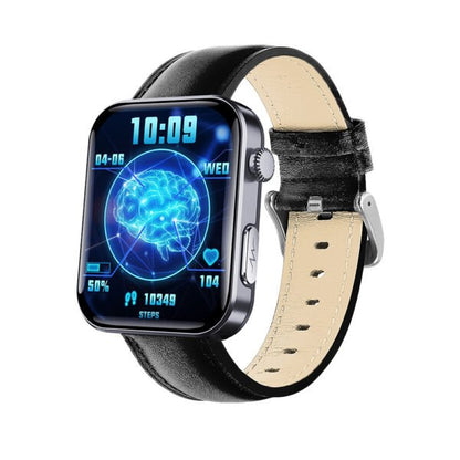 Smartwatch featuring blood glucose monitoring and ECG tracking, designed with a sleek stainless steel finish for health-conscious users. 5