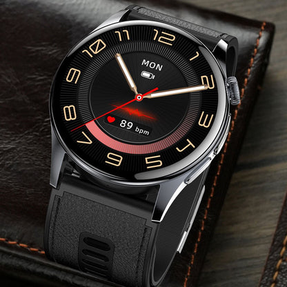 Smartwatch featuring ECG and blood pressure monitoring, 1.56-inch AMOLED display, durable alloy case, and advanced fitness tracking capabilities. 6