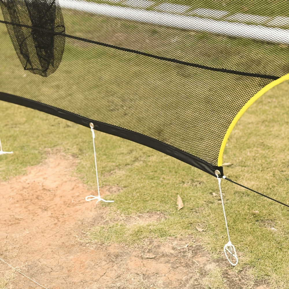 Soccer training target net designed for accuracy practice, made from portable polyester, compatible with most standard goals. 6