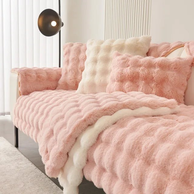 Sofa cover featuring an anti-slip design and pet-resistant material, made from durable washable fabric suitable for all sofa types. 7
