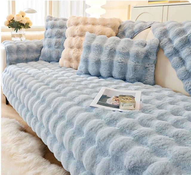 Sofa cover featuring an anti-slip design and pet-resistant material, made from durable washable fabric suitable for all sofa types. 6