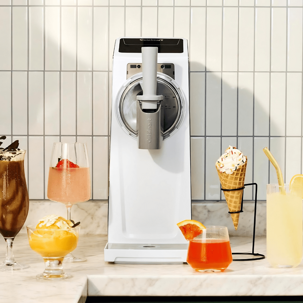 Soft Serve Ice Cream Maker with Quick-Freeze Compressor, perfect for creating a variety of frozen desserts at home, featuring a sleek design and multiple functions for 0