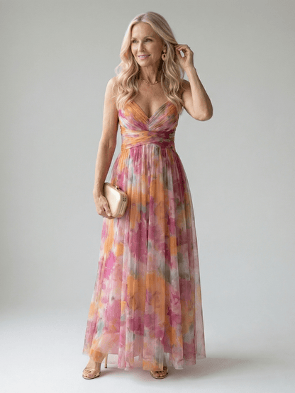 Soft wrap maxi dress featuring a lightweight sleeveless design and a flowing skirt, perfect for casual summer outings. 0