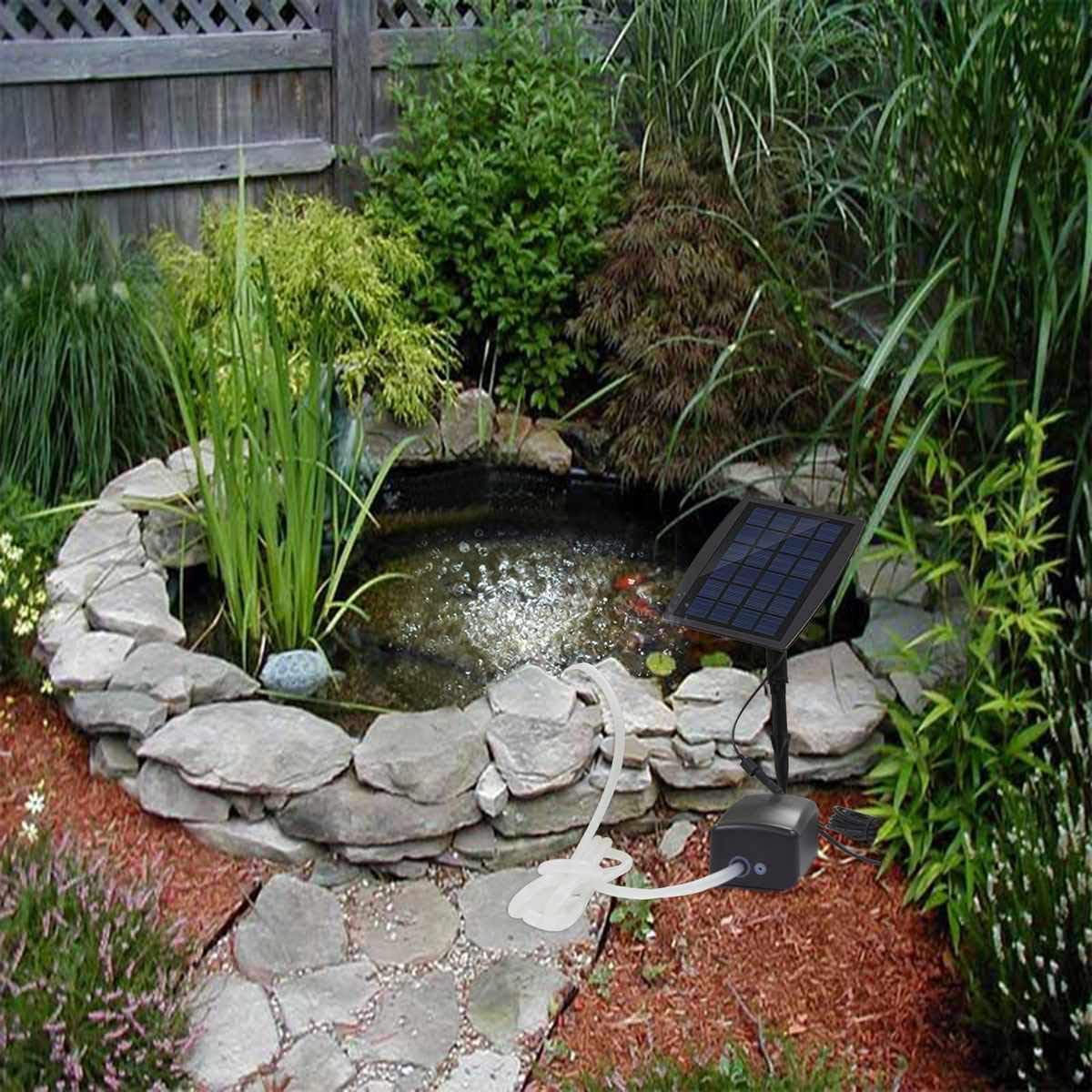 Solar Air Pump Kit featuring a 2.5W adjustable solar panel and built-in battery, ideal for ponds and aquariums, promoting aeration 1