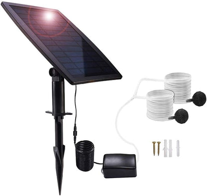 Solar Air Pump Kit featuring a 2.5W adjustable solar panel and built-in battery, ideal for ponds and aquariums, promoting aeration 0