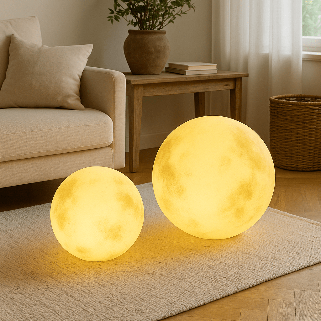 Solar garden lights featuring a unique LED moon design, perfect for eco-friendly outdoor lighting in paths and gardens. 5