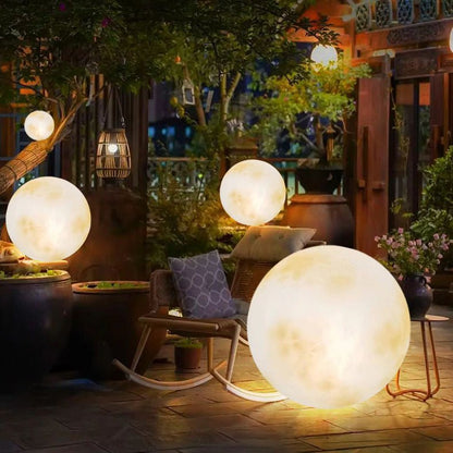 Solar garden lights featuring a unique LED moon design, perfect for eco-friendly outdoor lighting in paths and gardens. 6