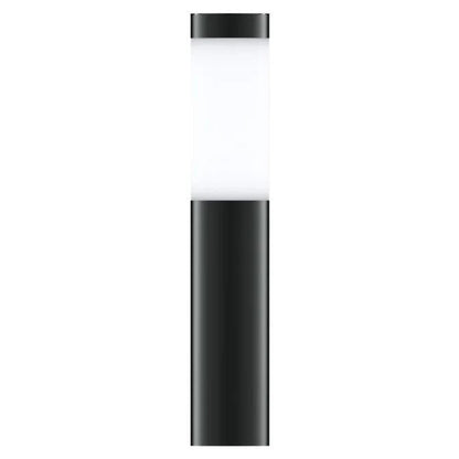 Solar garden lights with warm LED illumination in a sleek black design, perfect for outdoor pathway lighting; set of 2 enhances garden aesthetics and provides safety at 2