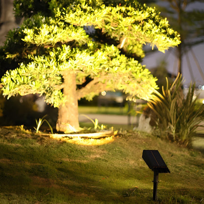Solar LED garden spot lamp with adjustable beam, designed for wireless outdoor lighting in gardens and pathways, showcasing a sleek design and energy-efficient illumination. 4