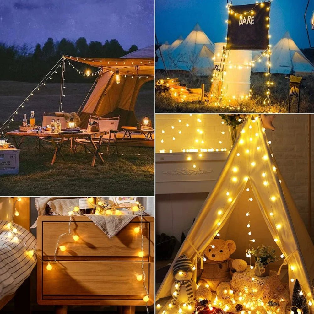 Solar LED string lights with automatic sensor, 10m length, waterproof design for outdoor garden decor, featuring warm white fairy lights ideal for creating a magical 3