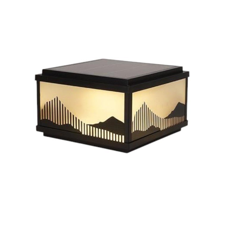 Solar post light featuring LED warm white illumination, designed for outdoor use with a weather-resistant aluminum and glass construction, perfect for enhancing garden aesthetics. 0