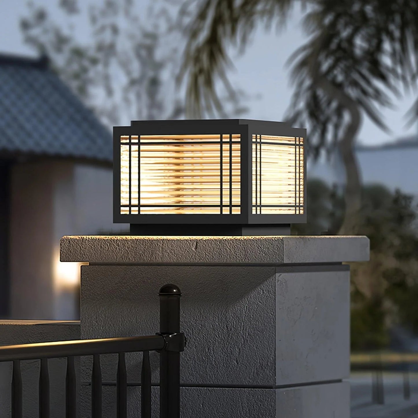 Solar post light featuring LED warm white illumination, designed for outdoor use with a weather-resistant aluminum and glass construction, perfect for enhancing garden aesthetics. 3