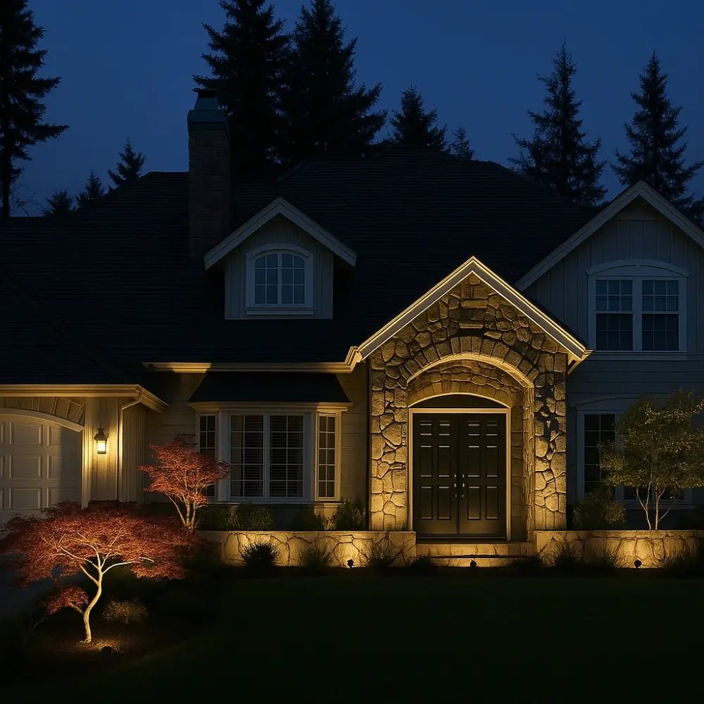 Solar powered spot lights featuring adjustable focus, available in warm white and multicolor options, ideal for outdoor accent lighting in gardens and patios. 0