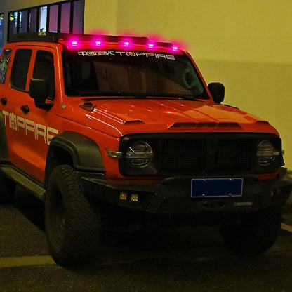 Solar rock lights for trucks featuring wireless remote control, designed for eco-friendly adhesive installation, illuminating outdoor adventures with vibrant LED lighting. 5