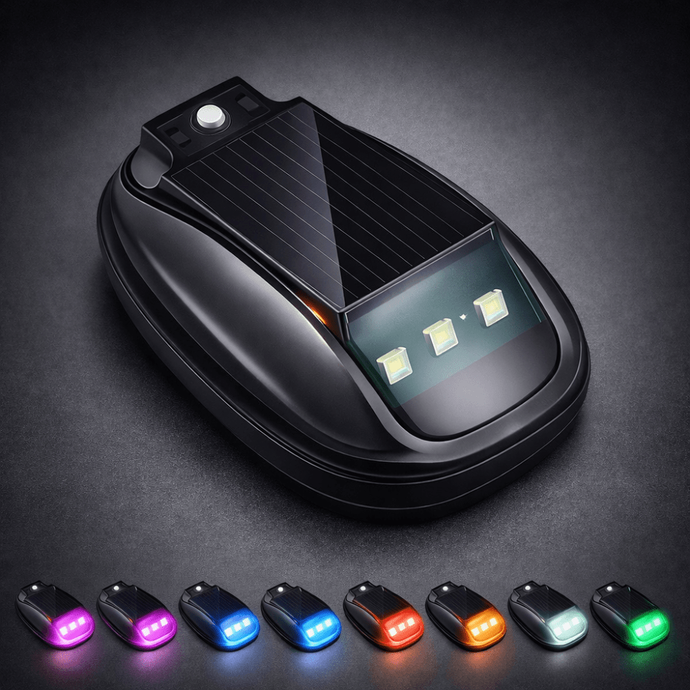 Solar rock lights for trucks featuring wireless remote control, designed for eco-friendly adhesive installation, illuminating outdoor adventures with vibrant LED lighting. 1