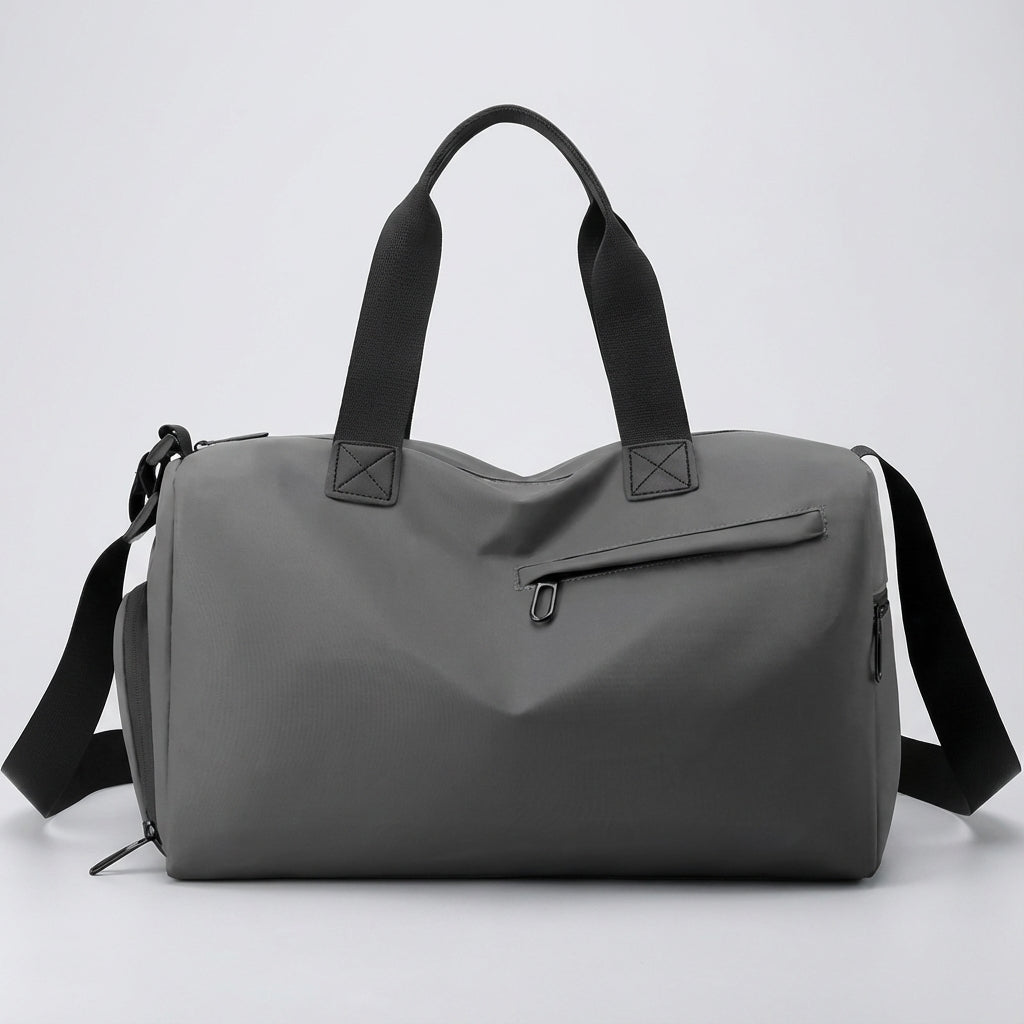 Spacious waterproof travel bag with adjustable strap, made from durable fabric, perfect for weekend getaways.

 5