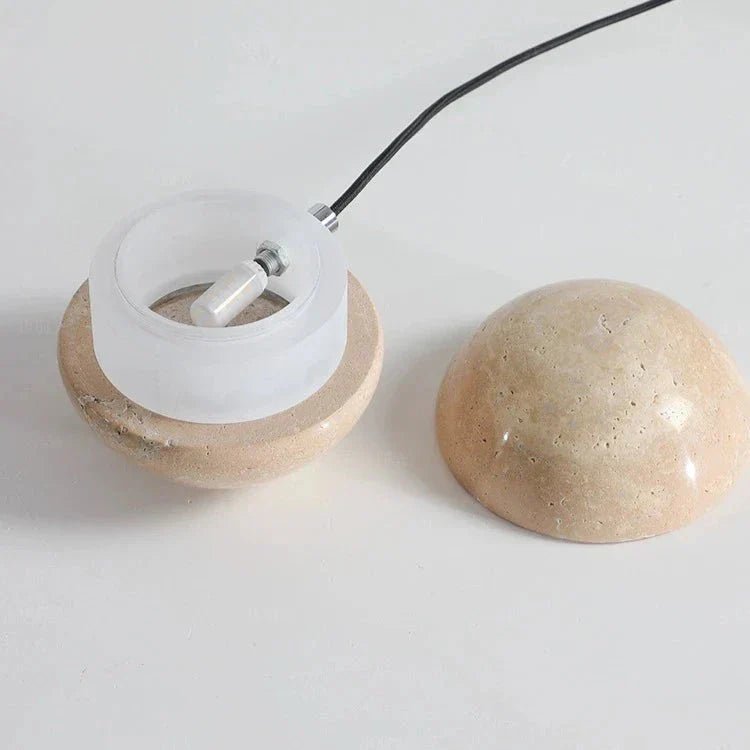 Spherical Hanging Lamp with LED Light featuring a compact natural stone design, perfect for enhancing modern interiors with stylish illumination. 4