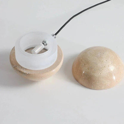 Spherical Hanging Lamp with LED Light featuring a compact natural stone design, perfect for enhancing modern interiors with stylish illumination. 4