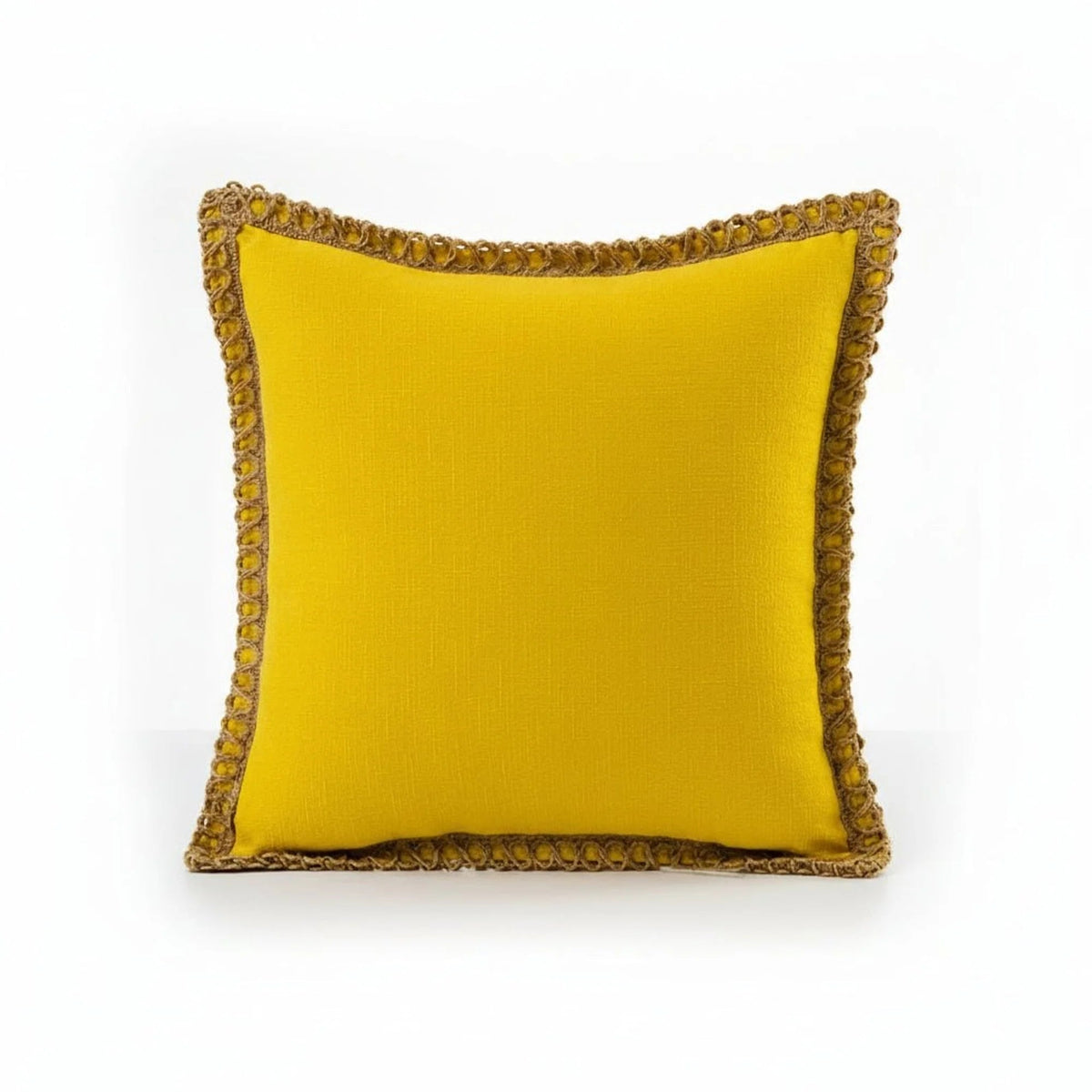 Square decorative cushion cover featuring a delicate crocheted trim, crafted from soft fabric in a French style, washable, and available in 12 vibrant colors. 5