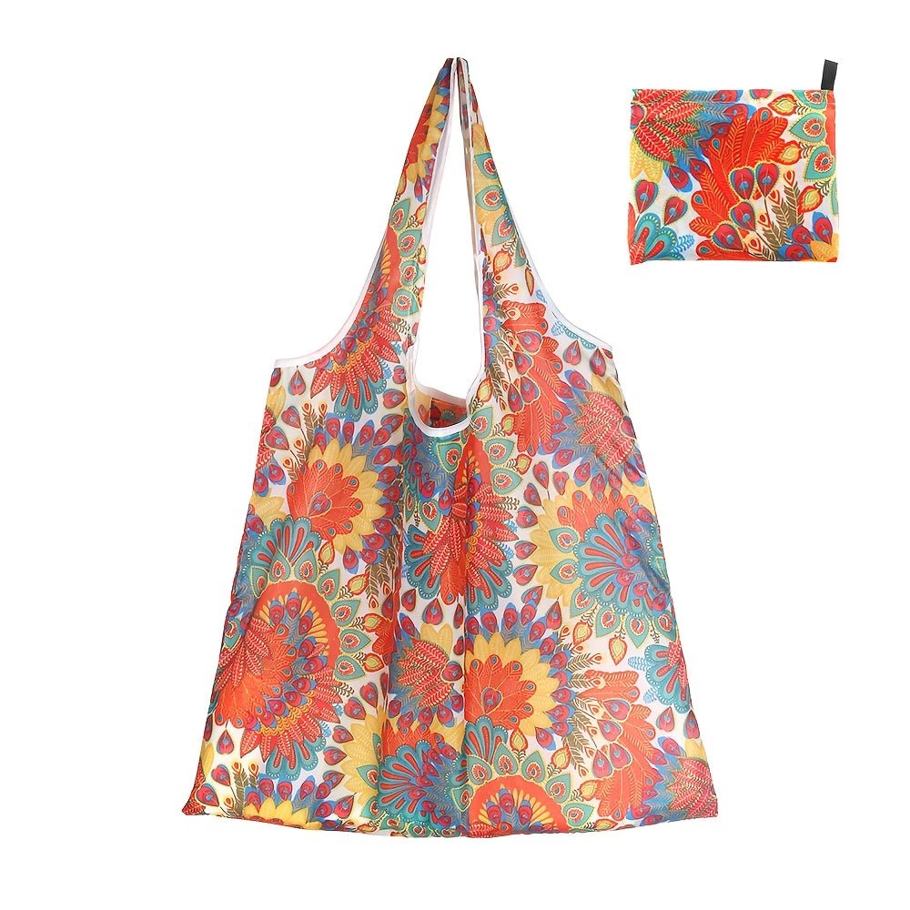 Square reusable tote bag made from lightweight, durable fabric, featuring a modern eco-friendly design, perfect for shopping and daily use. 2