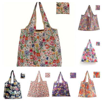 Square reusable tote bag made from lightweight, durable fabric, featuring a modern eco-friendly design, perfect for shopping and daily use. 1