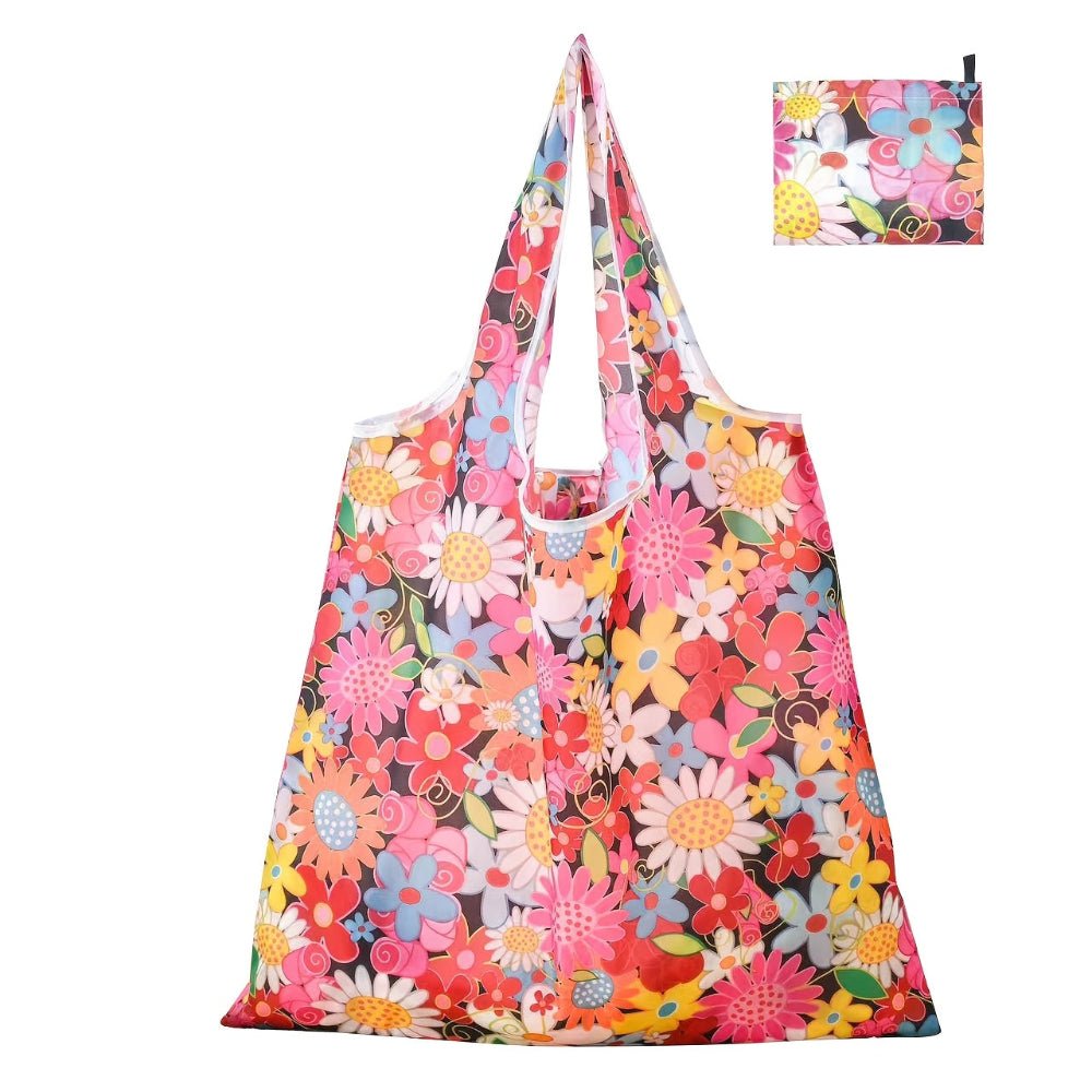 Square reusable tote bag made from lightweight, durable fabric, featuring a modern eco-friendly design, perfect for shopping and daily use. 4