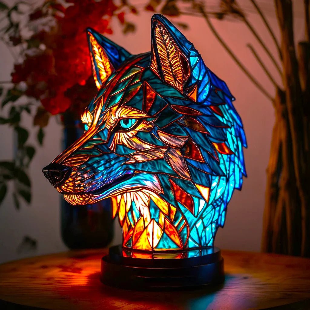 Stained Glass Table Lamp with Warm LED Light – Minimalist Animal Design for Bedroom and Living Room 5
