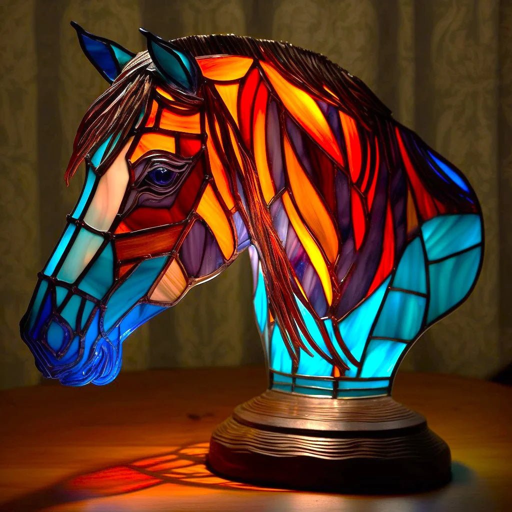 Stained Glass Table Lamp with Warm LED Light – Minimalist Animal Design for Bedroom and Living Room 3