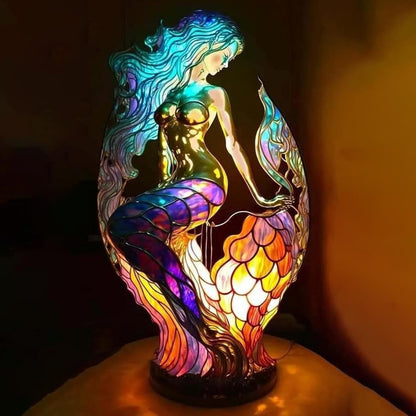 Stained Glass Table Lamp with Warm LED Light – Minimalist Animal Design for Bedroom and Living Room 11